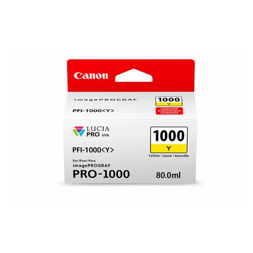 Tinta Canon Pfi-1000R Y Lucia Pro Ink Tank 80Ml Color Amarillo - 0549C003AB Tinta Canon Pfi-1000R Y Lucia Pro Ink Tank 80Ml Color Amarillo - 0549C003AB