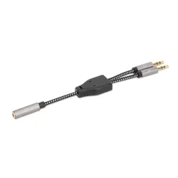 Adaptador de Audio Manhattan 356121 - 2 en 1 - 3.5mm - 15cm - Negro con Plata - 356121 Adaptador de Audio Manhattan 356121 - 2 en 1 - 3.5mm - 15cm - Negro con Plata - 356121