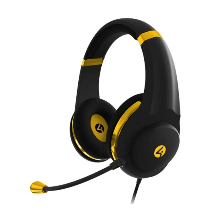Diadema Gamer 4gamers XP-GOLDBLK-M-4G - Alámbrico - 3.5mm - Micrófono - Negro con Dorado - XP-GOLDBLK-M-4G