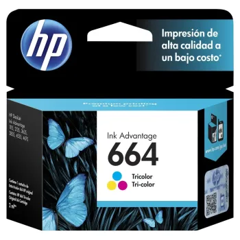 Cartucho de Tinta HP 664 - Tricolor - Original -100 Paginas- F6V28AL