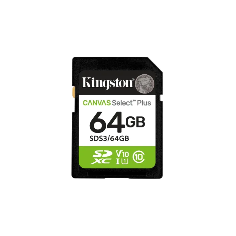 Memoria Flash Sd Kingston Sdxc Canvas Select 64Gb 100Mb/S C10 Uhs-I U1 V10 (Sds3/64Gb) - SDS3/64GB