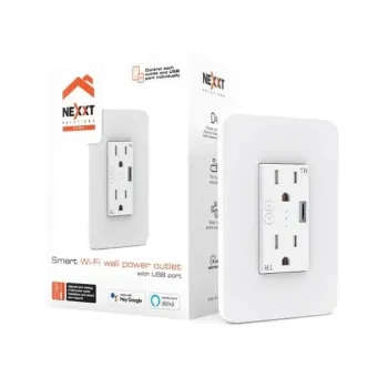 Contacto de Pared Inteligente Nexxt NHE-W100 - 2 Contactos - 1 USB - Wi-Fi - Blanco - NHE-W100