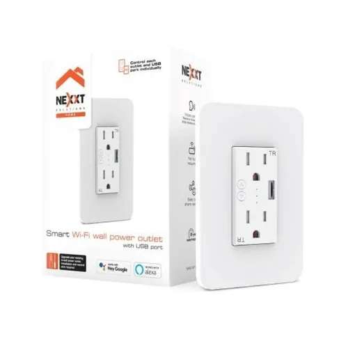 Contacto de Pared Inteligente Nexxt NHE-W100 - 2 Contactos - 1 USB - Wi-Fi - Blanco - NHE-W100 Contacto de Pared Inteligente Nexxt NHE-W100 - 2 Contactos - 1 USB - Wi-Fi - Blanco - NHE-W100