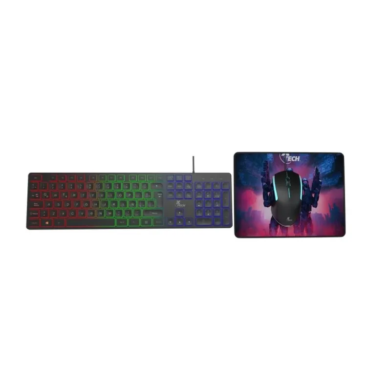 Kit Gamer XTech XTK-535S - Teclado - Mouse - MousePad - Alámbrico - Español - LED - XTK-535S