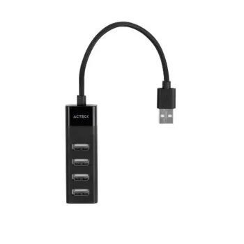 Hub USB Acteck DH420 - 4x USB 2.0 - Negro - AC-934671