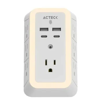 Conector de Pared Acteck ENERGON LUMINA CP515 - 7 Contactos - USB - Blanco - AC-936484