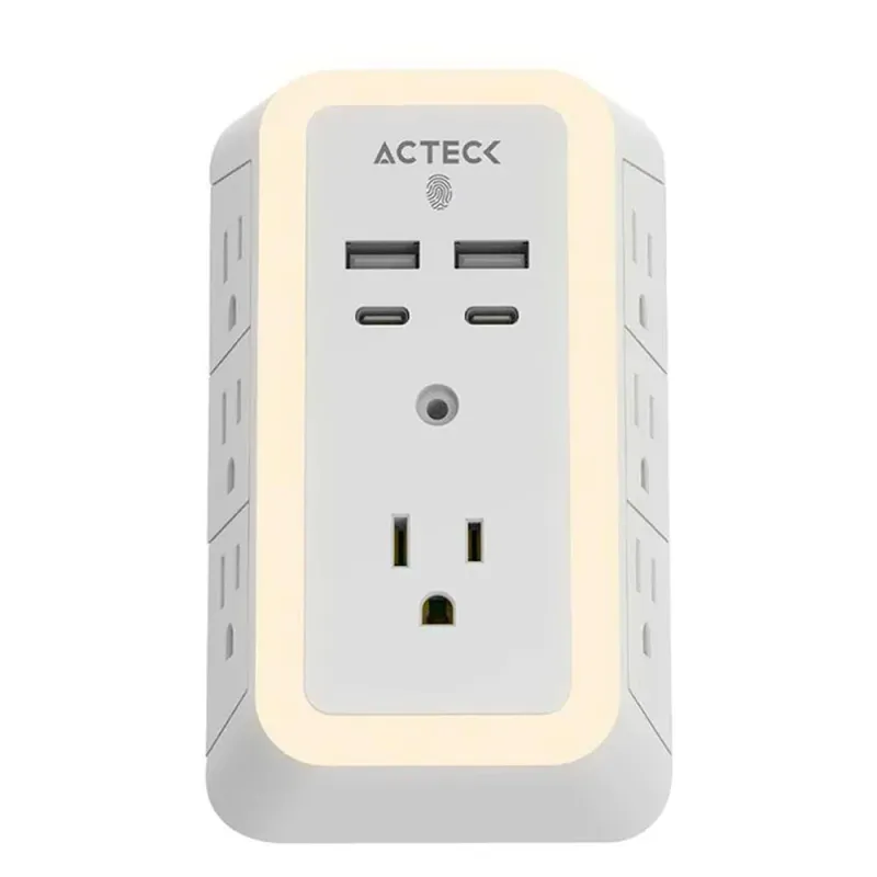 Conector de Pared Acteck ENERGON LUMINA CP515 - 7 Contactos - USB - Blanco - AC-936484