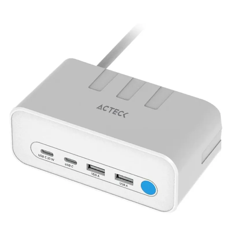 Supresor de Picos Acteck ENERGON MATE CE676 - 3 Contactos - USB - Blanco - AC-936521