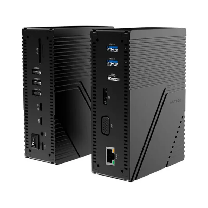 Docking Station Acteck Gate 14V DH696 - USB/HDMI/VGA/SD - Negro - AC-937047