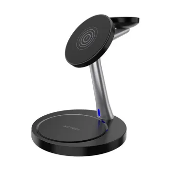 Cargador Inalámbrico Acteck Energon S-Mate CI740 - 3 en 1 - 3/15W - Negro - AC-937139