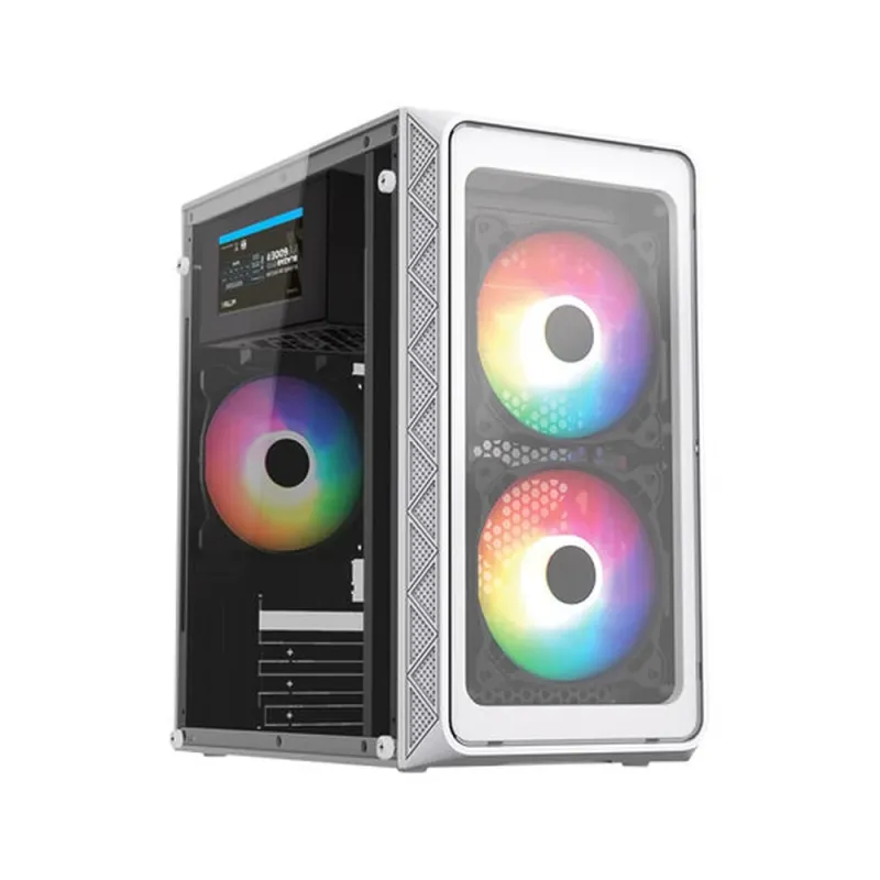 Gabinete Gamer Acteck Doom Pro Crystal GI730C - Mini Torre - Mini-ITX/Micro-ATX - Fuente 600W - 3 Ventiladores - Panel Lateral - Blanco - AC-939232