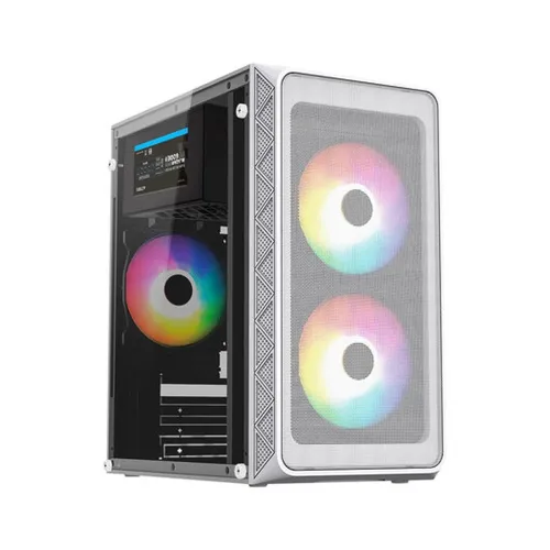 Gabinete Gamer Acteck Doom Pro Mesh GI730M - Mini Torre - Mini-ITX/Micro-ATX - Fuente 600W - 3 Ventiladores - Panel Lateral - Blanco - AC-939256