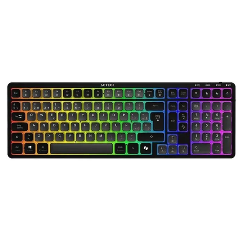 Teclado Gamer Acteck Techno Pro TI790 - Inalámbrico - Bluetooth - RGB - Switch Morado - AC-940061