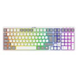 Teclado Gamer Acteck Techno Pro TI790 - Inalámbrico - Bluetooth - Blanco - RGB - Switch Morado - AC-940078 Teclado Gamer Acteck Techno Pro TI790 - Inalámbrico - Bluetooth - Blanco - RGB - Switch Morado - AC-940078