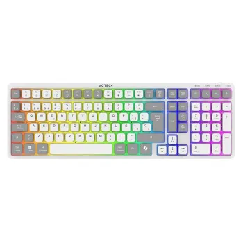 Teclado Gamer Acteck Techno Pro TI790 - Inalámbrico - Bluetooth - Blanco - RGB - Switch Morado - AC-940078