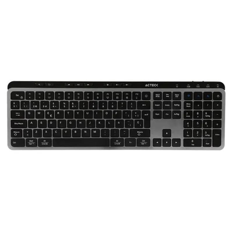Teclado Acteck Inspire Krea TI755 - Inalámbrico - Bluetooth - Negro con Gris - AC-940085