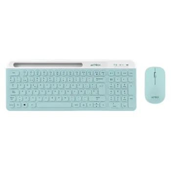 Kit Teclado y Mouse Acteck Creator Virtuos Silk MK720 - Inalámbrico - Tiffany - AC-940153
