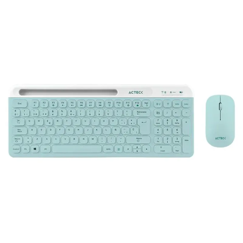 Kit Teclado y Mouse Acteck Creator Virtuos Silk MK720 - Inalámbrico - Tiffany - AC-940153