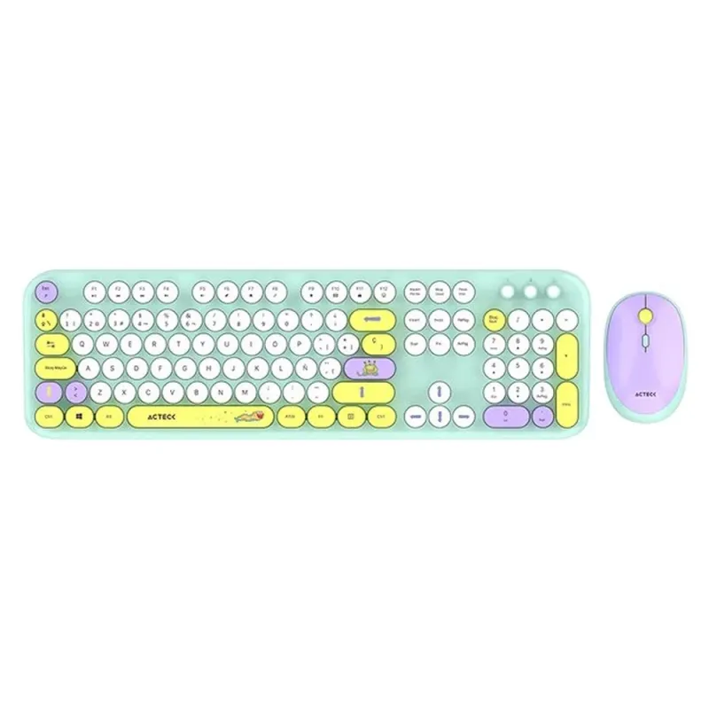 Kit Teclado y Mouse Acteck Creator Chic K- Colors MK485 - Inalámbrico - Tiffany - AC-940191