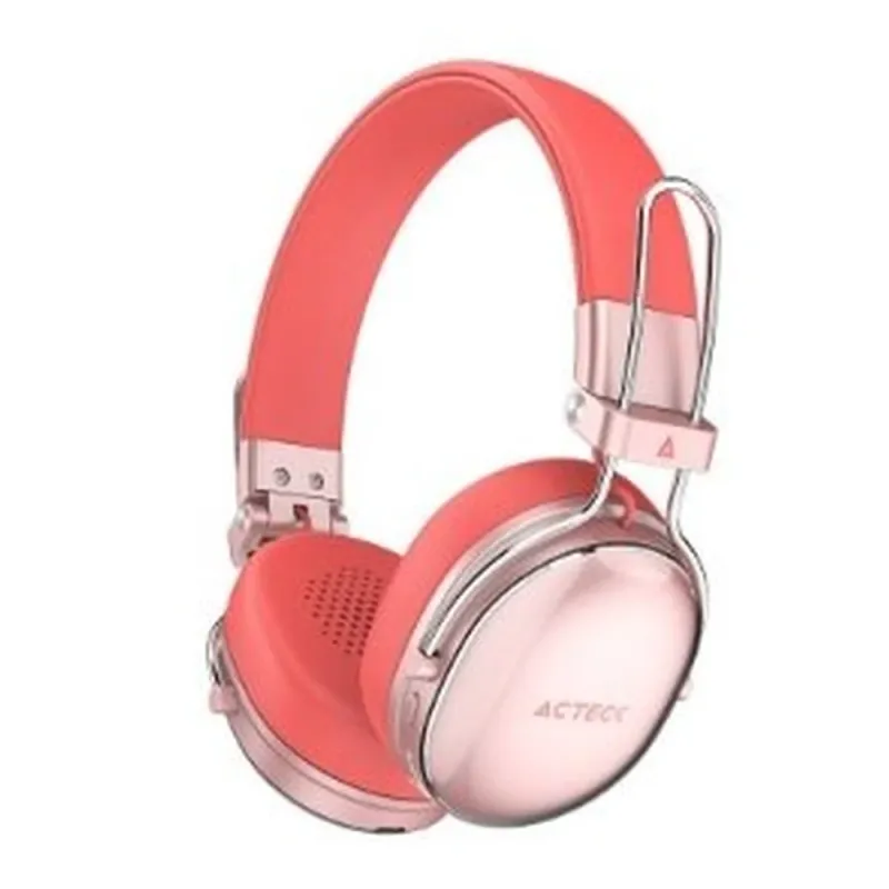 Audífonos Acteck Luxe Chic HP710 - Inalámbrico - Bluetooth - Salmón - AC-940894