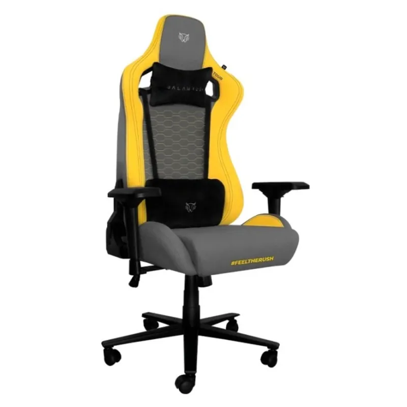 Silla Gamer Balam Rush Thunder Tour - Soporta 150 kg - Gris con Amarillo - BR-932875