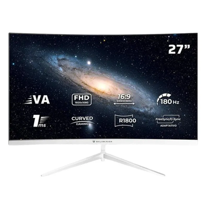 Monitor Gamer Balam Rush Andromeda MAG27Y - 27" - Full HD - HDMI - DisplayPort - Curvo - Blanco - BR-942997