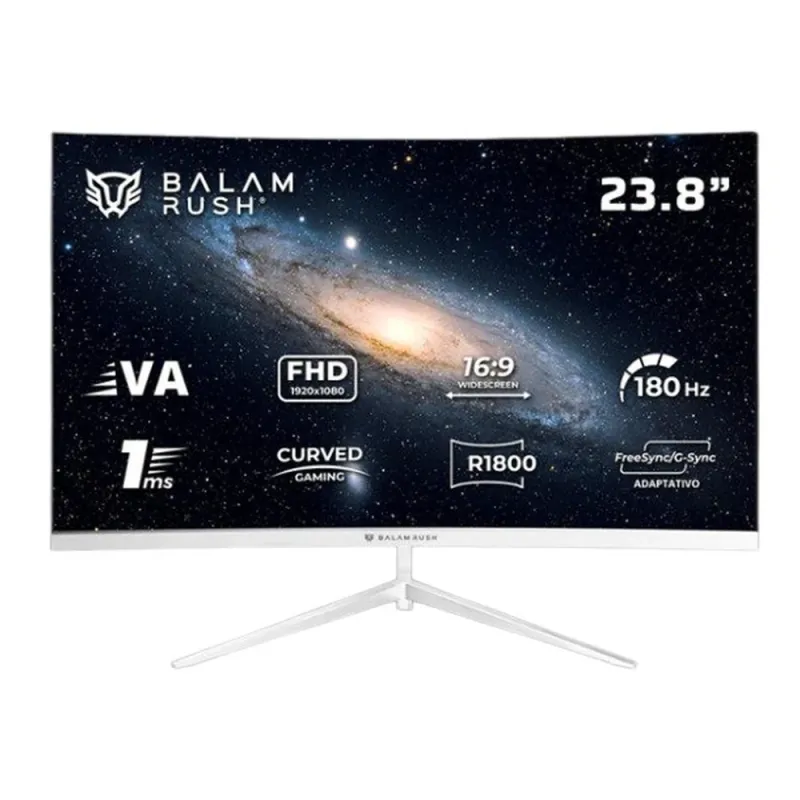 Monitor Gamer Balam Rush Andromeda MAG24Y - 23.8" - Full HD - 180Hz - HDMI - DisplayPort - Curvo - Blanco - BR-943048