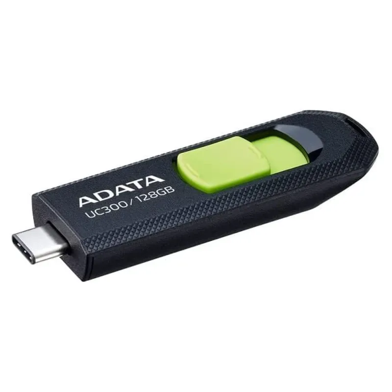 Memoria USB ADATA UC300 - 128GB - USB-C - Negro con Verde - ACHO-UC300-128G-RBK/GN
