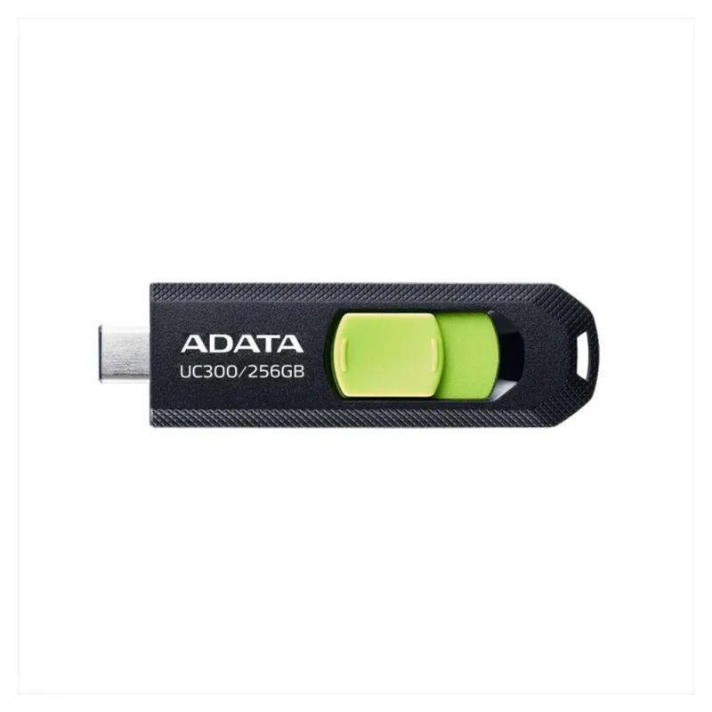 Memoria USB ADATA UC300 - 256GB - USB-C - Negro con Verde - ACHO-UC300-256G-RBK/GN