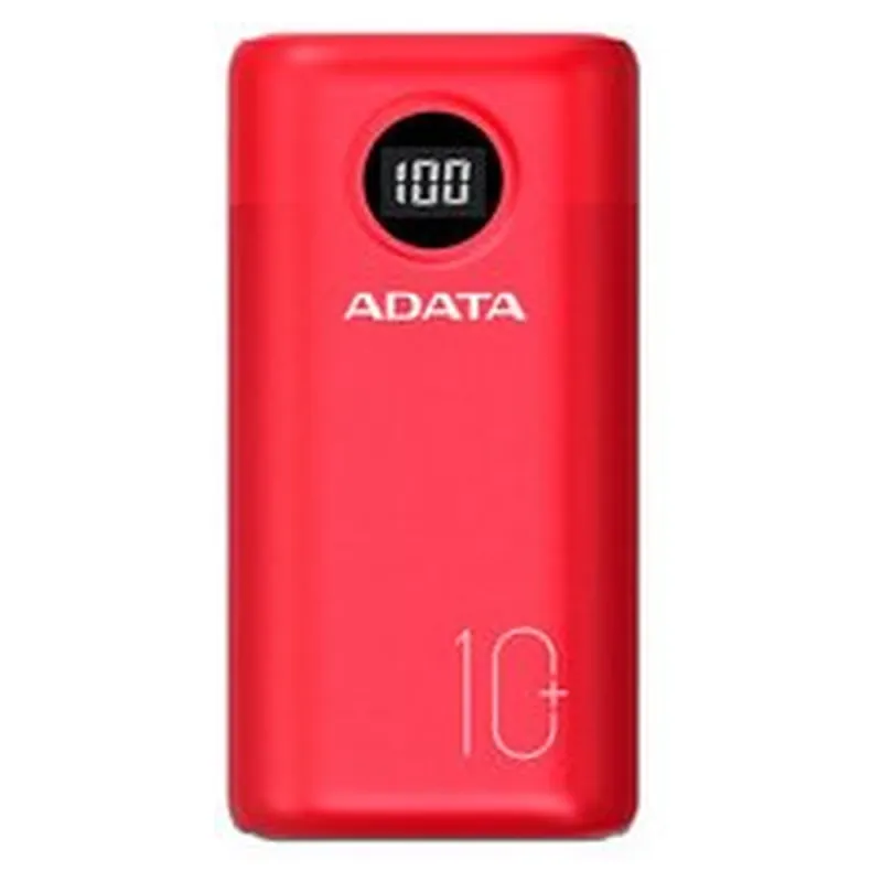 Power Bank ADATA P10000QCD - 10000 mAh - USB - Rojo - AP10000QCD-DGT-CRD