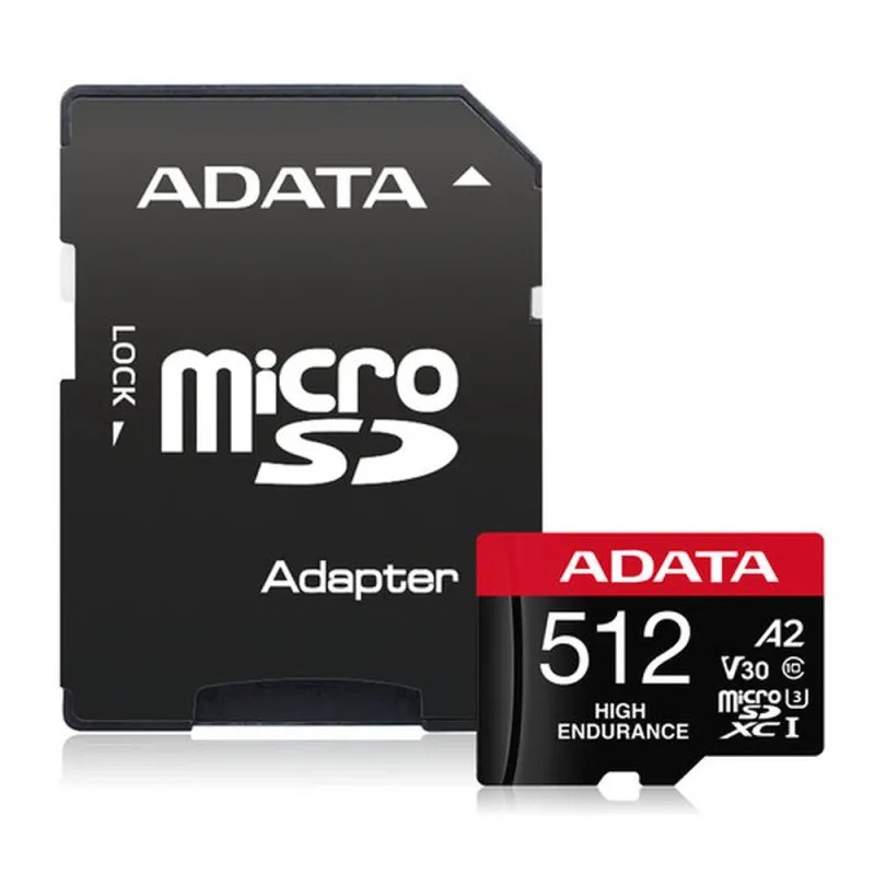Memoria MicroSDXC ADATA High Endurance - 512GB - UHS-I - C/Adaptador - AUSDX512GUI3V30SHA2-RA1