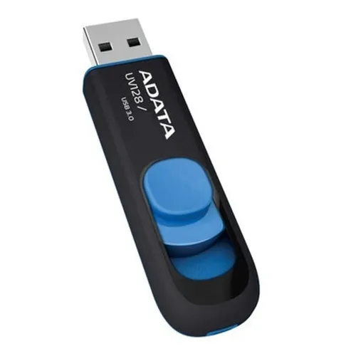 Memoria USB ADATA DashDrive UV128 - 64GB - USB 3.0 - Negro/Azul - AUV128-64G-RBE Memoria USB ADATA DashDrive UV128 - 64GB - USB 3.0 - Negro/Azul - AUV128-64G-RBE
