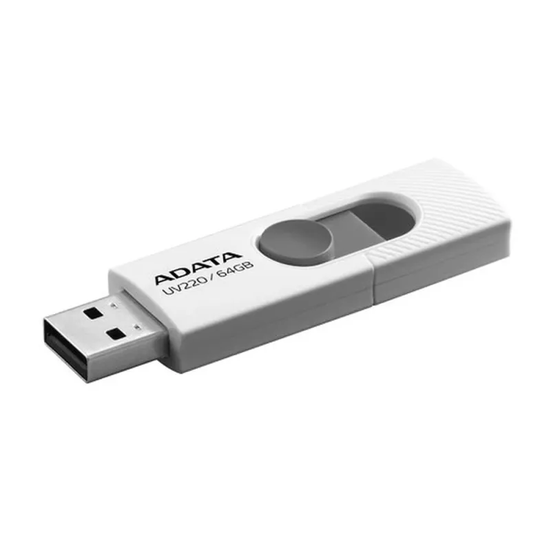 Memoria USB ADATA UV220 - 64GB - USB 2.0 - Blanco/Gris - AUV220-64G-RWHGY