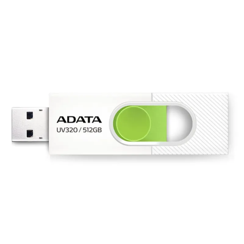 Memoria USB ADATA UV320 - 512GB - USB 3.2 - Blanco con Verde - AUV320-512G-RWHGN