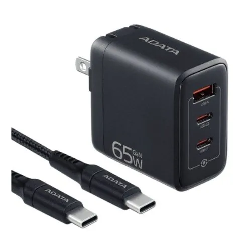 Cargador de Pared ADATA 65W con 2 Puertos USB-C y USB-A Modelo CHU-0653