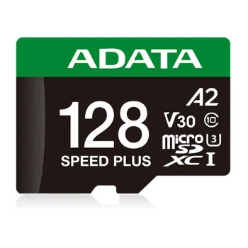 Memoria MicroSDXC ADATA Speed Plus - 128GB - Clase 10 - C/Adaptador - UD128GUI3V30A2SP-RA1