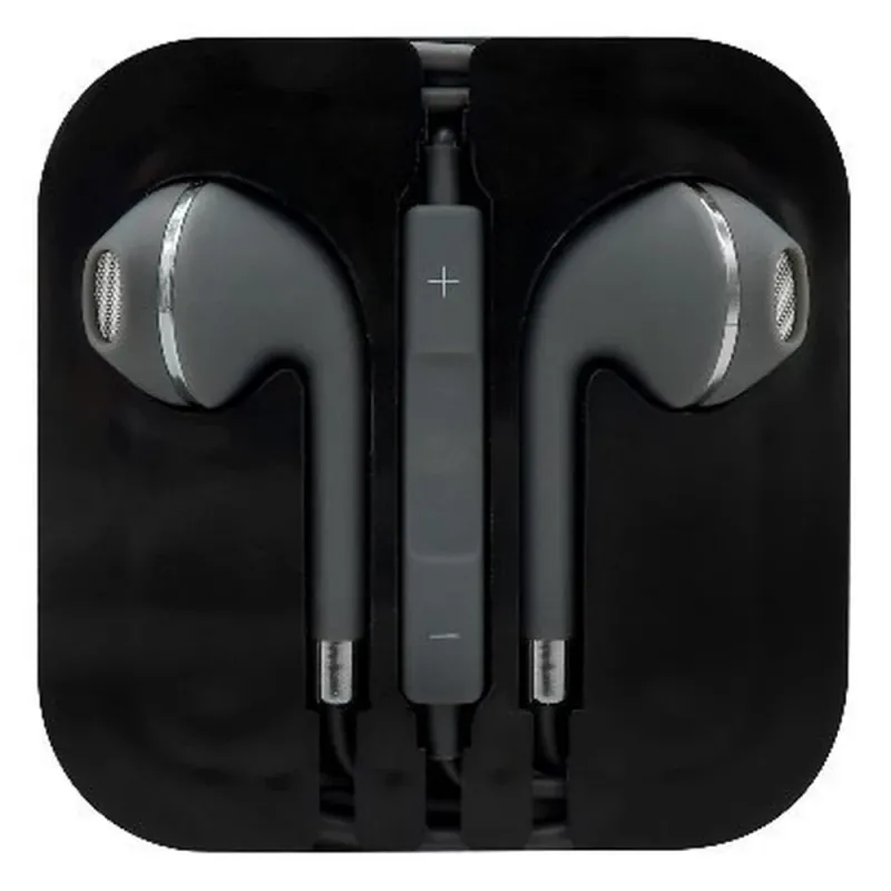 Auriculares BRobotix 764625 - Alámbricos - 3.5mm - 1.15 Mts - Manos Libres - Control de Audio - Para iPhone - Gris - 764625