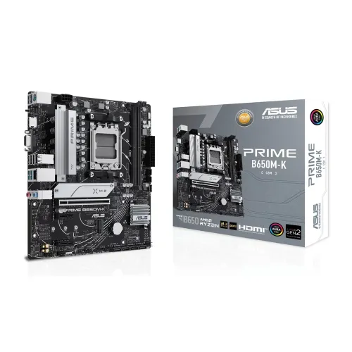 Tarjeta Madre ASUS PRIME B650M-K - Socket AM5 - 2xDDR5 - 4800/5200/8000+(OC)MHz - HDMI - VGA - USB - Micro ATX - PRIME B650M-K