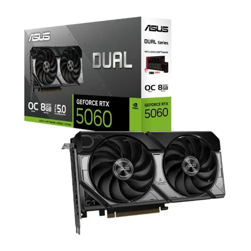 Tarjeta de Video ASUS Dual GeForce RTX 5060 OC Edition - 8GB - 128 bit - PCI-E 5.0 - GDDR7 - HDMI - DisplayPort - DUAL-RTX5060-O8G Tarjeta de Video ASUS Dual GeForce RTX 5060 OC Edition - 8GB - 128 bit - PCI-E 5.0 - GDDR7 - HDMI - DisplayPort - DUAL-RTX5060-O8G