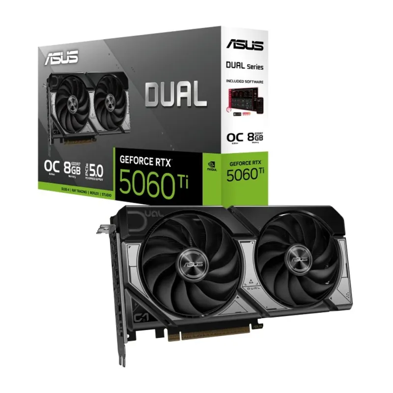 Tarjeta de Video ASUS Dual GeForce RTX 5060 Ti OC Edition - 8GB - 128 bit - PCI-E 5.0 - GDDR7 - HDMI - DisplayPort - DUAL-RTX5060TI-O8G