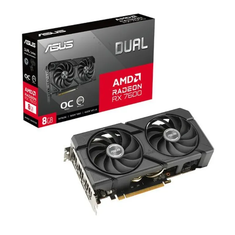 Tarjeta de Video ASUS Dual Radeon RX 7600 EVO OC Edition - 8GB - 128 bit - PCI-E 4.0 - GDDR6 - HDMI - DisplayPort - DUAL-RX7600-O8G-EVO