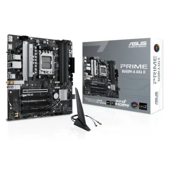 Tarjeta Madre ASUS PRIME B650M-A AX6 II - Socket AM5 - 4x DDR5 - 4800/5200/7600+(OC)MHz - HDMI - DisplayPort - USB - Micro ATX - PRIME B650M-A AX6 II