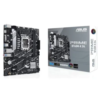 Tarjeta Madre ASUS PRIME B760M-K D4 - Socket 1700 - 2x DDR4 - 2133/3200/5333(OC)MHz - HDMI - VGA - USB 2.0/3.2 - Micro ATX - PRIME B760M-K D4