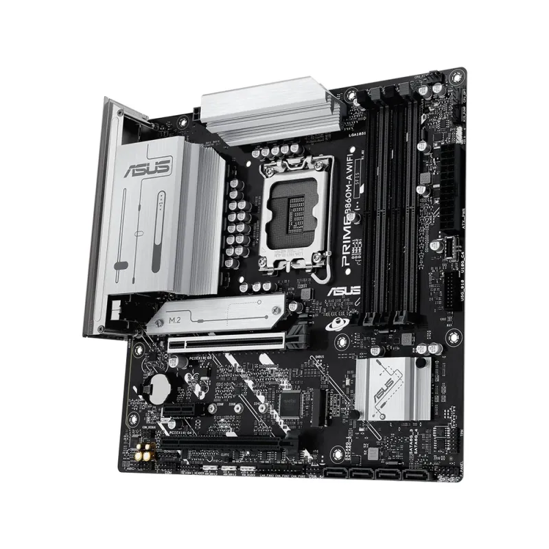 Tarjeta Madre ASUS PRIME B860M-A WIFI-CSM - Socket LGA1851 - 4xDDR5 - 8666+MHz(OC) - HDMI - DisplayPort - USB - MicroATX - PRIME B860M-A WIFI-CSM