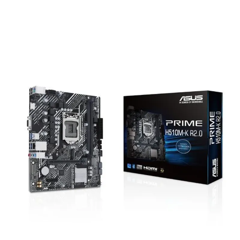 Tarjeta Madre ASUS PRIME H510M-K R2.0 - Socket 1200 - 2x DDR4 - 2133/2933/3200(OC)MHz - HDMI - VGA - USB 2.0/3.2 - Micro ATX - PRIME H510M-K R2.0