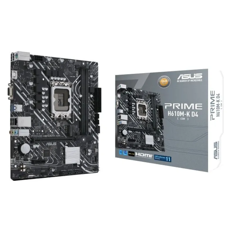 Tarjeta Madre ASUS PRIME H610M-K D4-CSM - Socket 1700 - 2x DDR4 - 2133/2800/3200MHz - USB - HDMI - VGA - Micro ATX - PRIME H610M-K D4-CSM