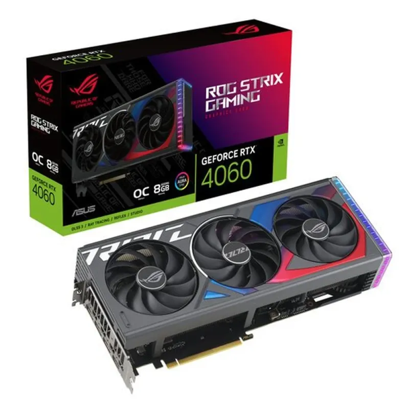 Tarjeta de Video ASUS ROG Strix GeForce RTX 4060 OC Edition - 8GB - 128-bit - PCI-E 4.0 - GDDR6 - HDMI - DisplayPort - ROG-STRIX-RTX4060-O8G-GAMING