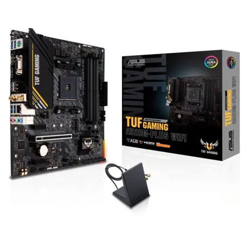 Tarjeta Madre ASUS TUF GAMING A520M-PLUS WIFI - Socket AM4 - 4xDDR4 - 2133/3200/4866(O.C.)MHz - HDMI - VGA - DisplayPort - USB 2.0/3.2 - Micro ATX - TUF GAMING A520M-PLUS WIFI