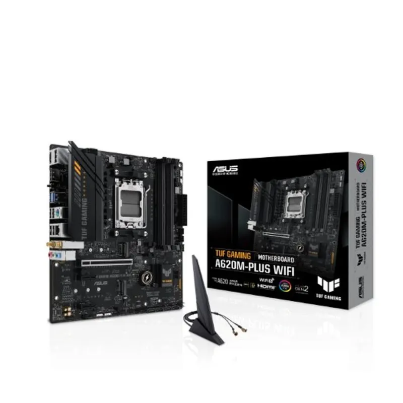 Tarjeta Madre ASUS TUF GAMING A620M-PLUS WIFI - Socket AM5 - 4xDDR5 - 4800/6000(OC)/7600+(OC)MHz  HDMI - DisplayPort - USB 2.0/3.2  - Micro ATX - TUF GAMING A620M-PLUS WIFI