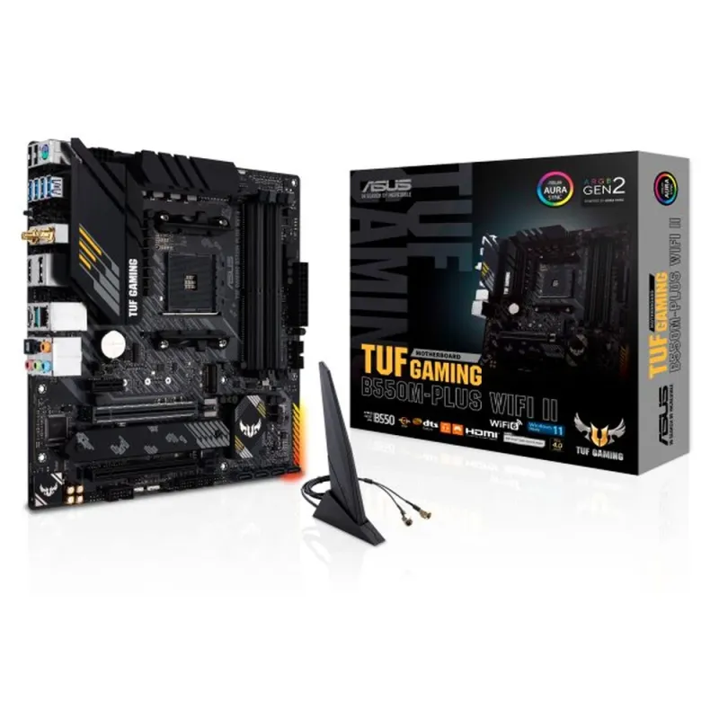 Tarjeta Madre ASUS TUF GAMING B550M-PLUS WIFI II - Socket AM4 - 4xDDR4 - 2133/3200/4866(OC) MHz - HDMI - DisplayPort - USB 2.0/3.2 - Micro ATX - TUF GAMING B550M-PLUS WIFI II